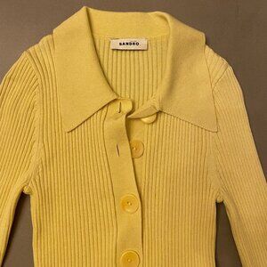 Sandro Paris Butter Yellow Ribbed Sweater